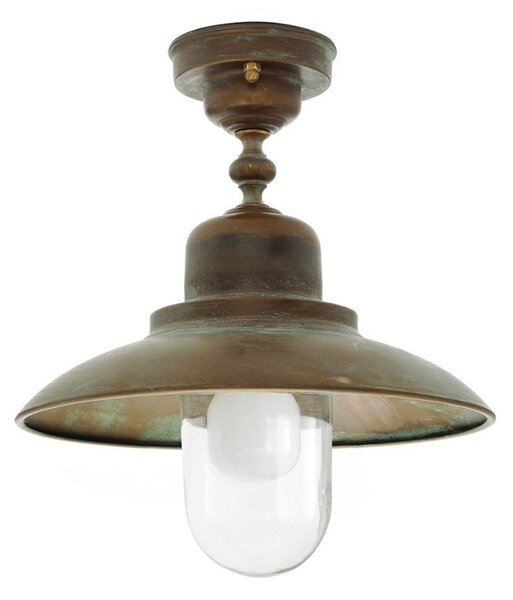 Moretti Luce Εξωτερικό φωτιστικό οροφής Turino, IP44, ορείχαλκος, γυαλί, Ø 30 cm, ρυθμιζόμενος, Μπρούτζινο / Αντικέ ορείχαλκου, Μέταλλο, Θαλάσσιος