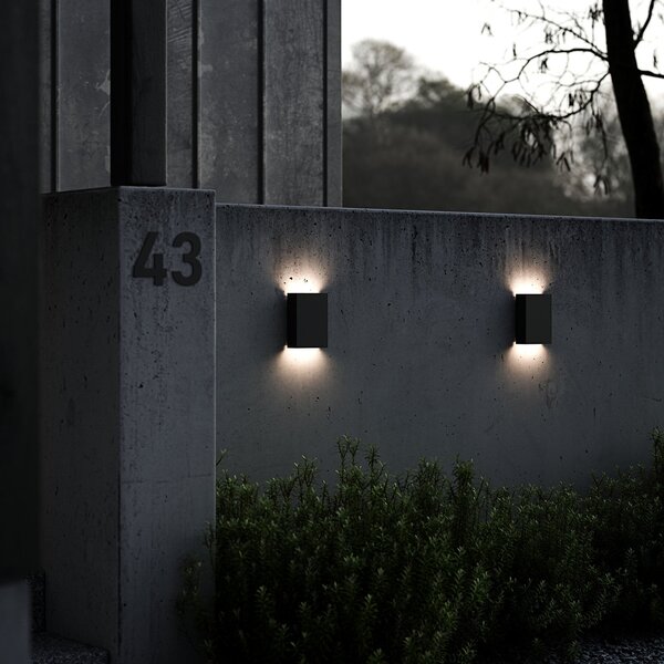 Nordlux Φωτιστικό τοίχου LED εξωτερικού χώρου Fold, 15 x 21cm, μαύρο, Μαύρο, Μέταλλο, σύγχρονο, Γωνιακός τοίχος