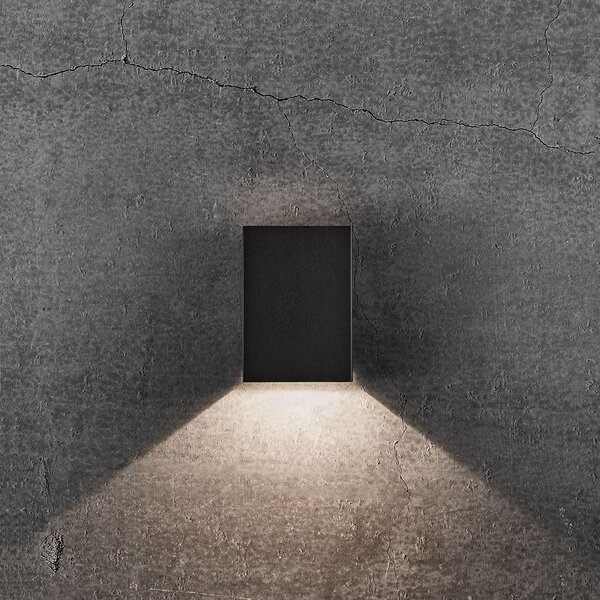 Nordlux Φωτιστικό τοίχου LED εξωτερικού χώρου Fold, 10 x 15 cm, μαύρο, Μαύρο, Μέταλλο, σύγχρονο, Γωνιακός τοίχος