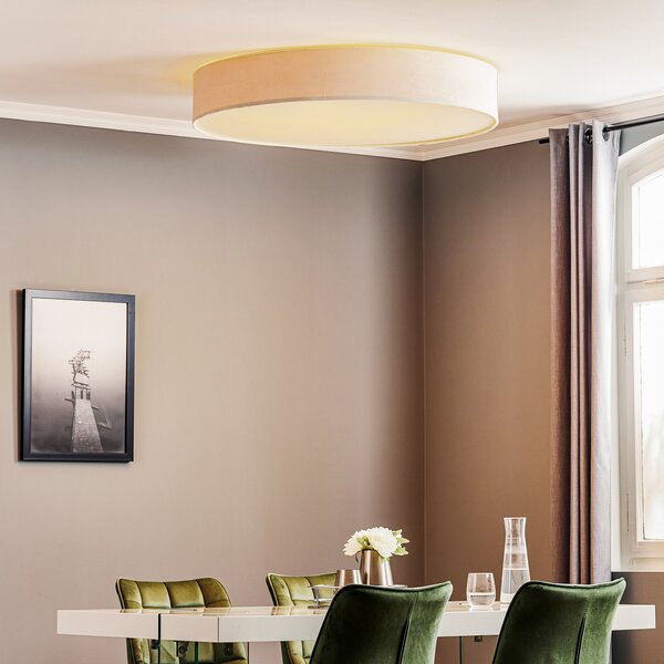 Nowodvorski Lighting Φωτιστικό οροφής Laguna, κρεμ, Ø 100 cm, ρυθμιζόμενος, Μπεζ, Σαλόνι / τραπεζαρία, Ύφασμα / Κλωστοϋφαντουργία, σύγχρονο