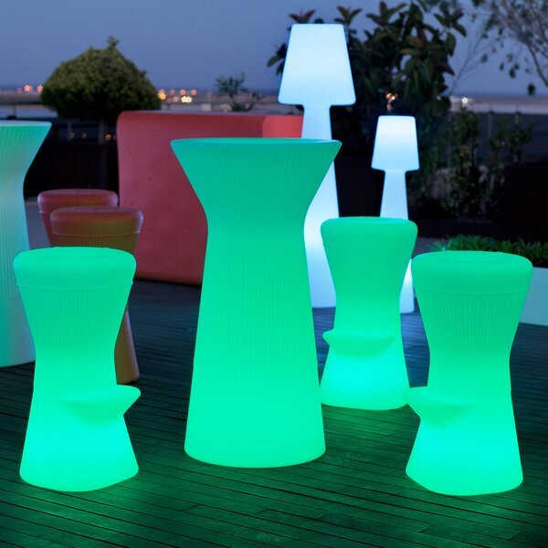 Newgarden Capri τραπέζι ορθοστάτη με μπαταρία LED, RGBW, ύψος 110 cm, λευκό, ρυθμιζόμενος, Λευκό, Πλαστικό, σύγχρονο
