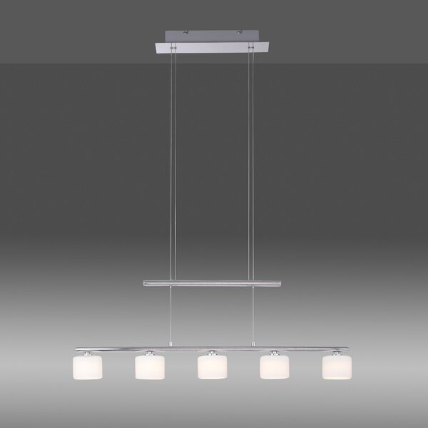 Paul Neuhaus LED κρεμαστό φωτιστικό Hydra, ατσάλινο, γυαλί, 80cm, Μεταλλικό, Σαλόνι / τραπεζαρία, Γυαλί, σύγχρονο