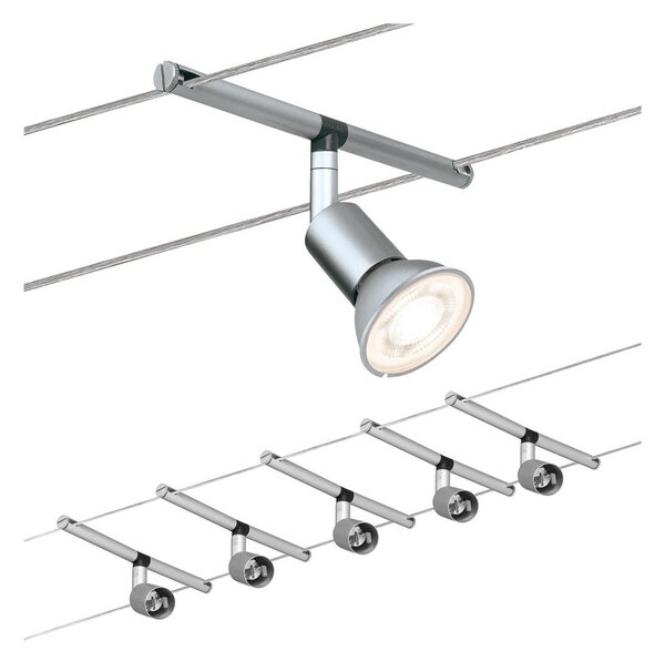 Paulmann Spice Salt Σύστημα καλωδίων LED, 5 φλόγες, 10m, Γκρι, Σαλόνι / τραπεζαρία, Μέταλλο, σύγχρονο