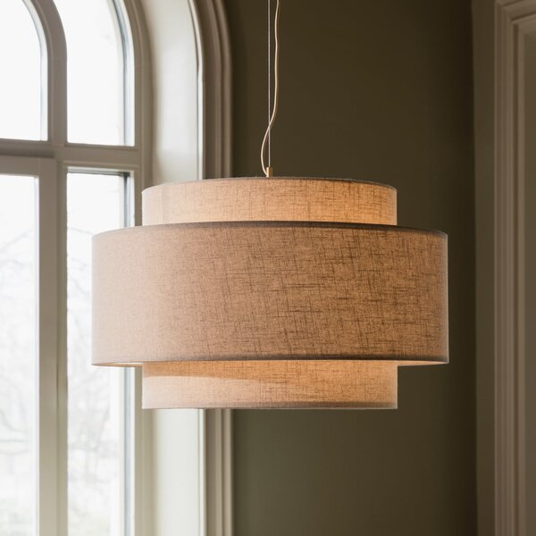 Globen Lighting Κρεμαστό φωτιστικό Noah Bouclé, Ø 70 cm, μπεζ, ρυθμιζόμενος, Μπεζ, Σαλόνι / τραπεζαρία, Ύφασμα / Κλωστοϋφαντουργία, Σκανδιναβικό