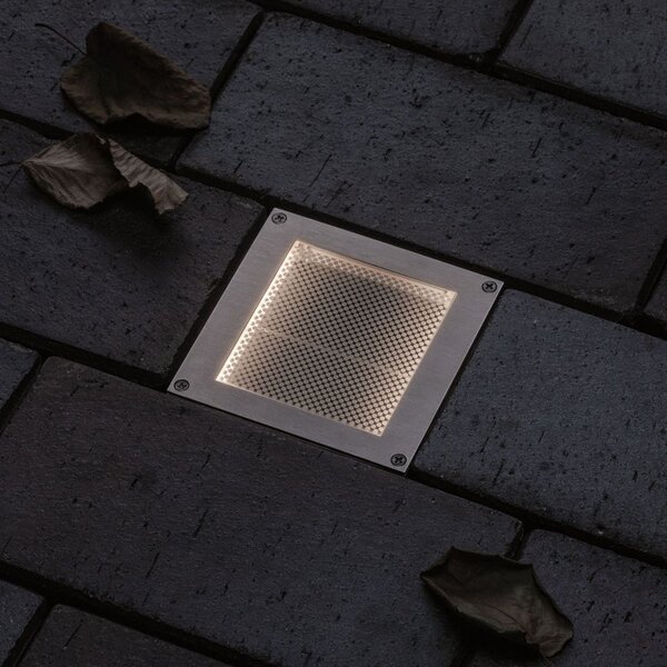 Paulmann Brick LED φωτιστικό δαπέδου με εσοχή, 10x10cm, Γκρι, Μέταλλο, σύγχρονο, Γωνιακά φωτιστικά