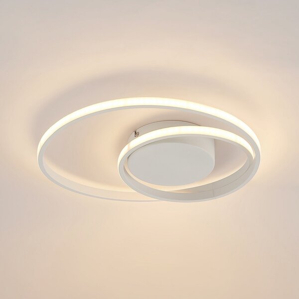 Lindby LED φωτιστικό οροφής Emisua, λευκό, CCT, dimmable, ρυθμιζόμενος, Λευκό, Σαλόνι / τραπεζαρία, Αλουμίνιο, σύγχρονο