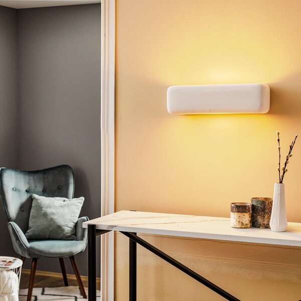 SOLLUX LIGHTING Φωτιστικό τοίχου Noris up/down από λευκή κεραμική, ρυθμιζόμενος, Λευκό, Σαλόνι / τραπεζαρία, Κεραμικό υλικό, σύγχρονο