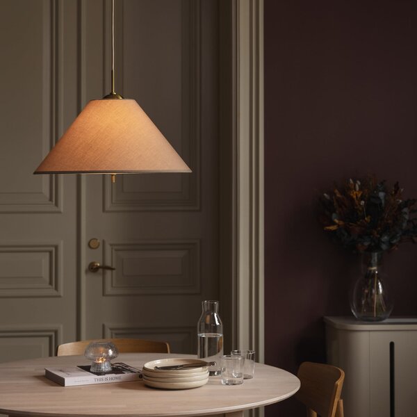Globen Lighting Κρεμαστό φωτιστικό IRIS 50, καφέ μοκά, Ø 50 cm, ρυθμιζόμενος, Καφέ / Σκουριάς, Σαλόνι / τραπεζαρία, Ύφασμα / Κλωστοϋφαντουργία, Σκανδιναβικό