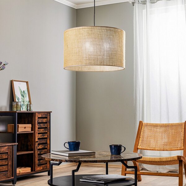 TK Lighting Κρεμαστό φωτιστικό Juta, μονόφωτο Ø 50 cm, ρυθμιζόμενος, Καφέ / Σκουριάς, Σαλόνι / τραπεζαρία, Ύφασμα / Κλωστοϋφαντουργία
