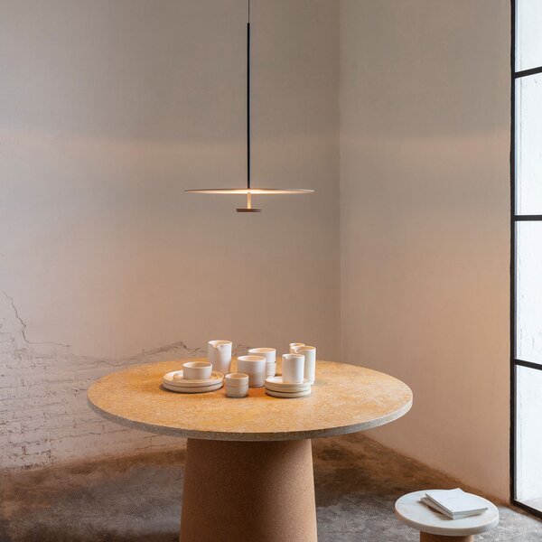 Vibia Flat LED κρεμαστό φωτιστικό 1-φωτιστικό Ø 55cm γκρι L1, ρυθμιζόμενος, Γκρι, Σαλόνι / τραπεζαρία, Μέταλλο, σύγχρονο