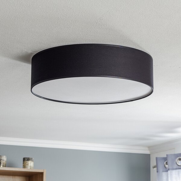 TK Lighting Φωτιστικό οροφής Rondo, μαύρο, Ø 50 cm, ρυθμιζόμενος, Μαύρο, υπνοδωμάτιο, Ύφασμα / Κλωστοϋφαντουργία, σύγχρονο