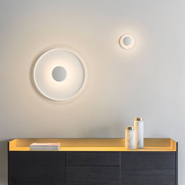 Vibia Top LED απλίκι τοίχου Ø 60 cm λευκό, ρυθμιζόμενος, Λευκό, Σαλόνι / τραπεζαρία, Μέταλλο, σύγχρονο