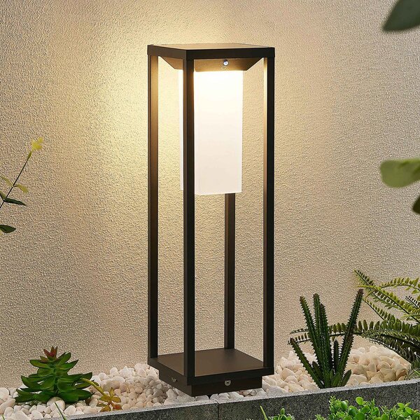 Lucande LED ηλιακό φωτιστικό βάθρο Eliel, ύψος 50 cm, μαύρο, Μαύρο, Μέταλλο, σύγχρονο, Εξωτερικό βάθρο