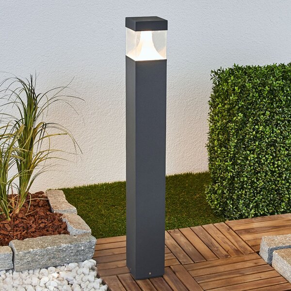 Lucande LED φως διαδρόμου Egon, ύψος 90 cm, γκρι γραφίτη, IP54, Μαύρο, Μέταλλο, σύγχρονο