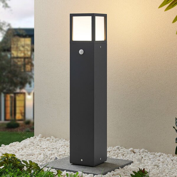 Lucande LED φως διαδρομής Dewari, ανιχνευτής κίνησης, 65 cm, IP54, Γκρι, Αλουμίνιο, σύγχρονο