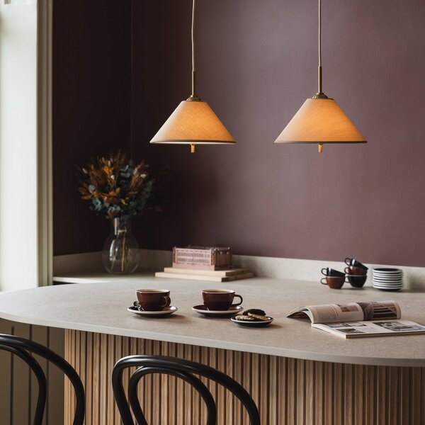 Globen Lighting Κρεμαστό φωτιστικό IRIS 25, καφέ μοκά, Ø 25 cm, ρυθμιζόμενος, Καφέ / Σκουριάς, Σαλόνι / τραπεζαρία, Ύφασμα / Κλωστοϋφαντουργία, Σκανδιναβικό