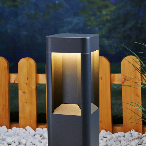 Lucande LED φωτιστικό βάθρο Annika, ανθρακί, μέταλλο, 50 cm, Μαύρο, Μέταλλο, σύγχρονο