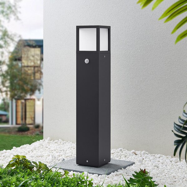 Lucande LED φως διαδρομής Dewari, ανιχνευτής κίνησης, 65 cm, IP54, Γκρι, Αλουμίνιο, σύγχρονο