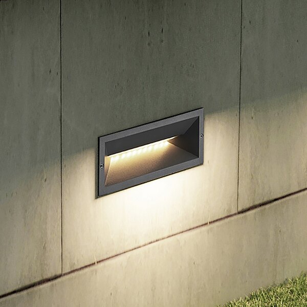 Lucande LED φωτιστικό τοίχου Jaano, ανθρακί, αλουμίνιο, IP65, Μαύρο, Μέταλλο, σύγχρονο, Γωνιακά φωτιστικά