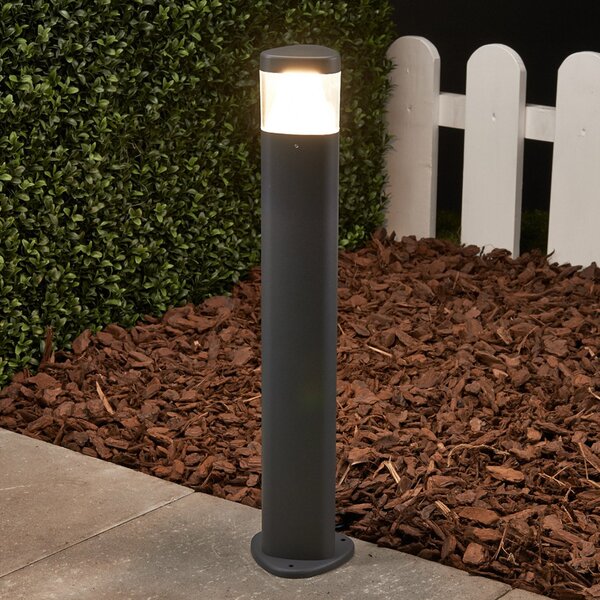 Lucande LED-Sockelleuchte Milou, ύψος 50 cm, ανθρακί, αλουμίνιο, Μαύρο, Μέταλλο, σύγχρονο