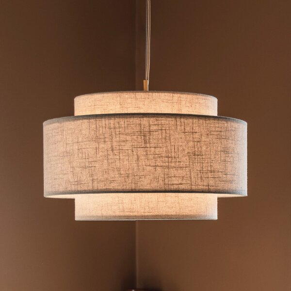 Globen Lighting Κρεμαστό φωτιστικό Noah Bouclé, Ø 50 cm, μπεζ, ρυθμιζόμενος, Μπεζ, Σαλόνι / τραπεζαρία, Ύφασμα / Κλωστοϋφαντουργία, Σκανδιναβικό