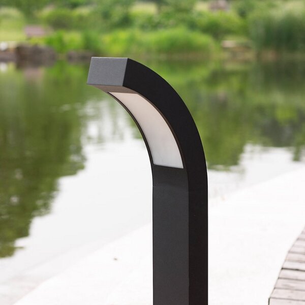 Lucande LED φωτιστικό βάθρο Lennik, 60 cm, ανθρακί, μέταλλο, Μαύρο, Μέταλλο, σύγχρονο, Εξωτερικό κολωνάκι / μονοπάτι