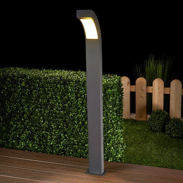 Lucande LED φωτιστικό μονοπατιών Lennik, 100 cm, ανθρακί, μέταλλο, Μαύρο, Αλουμίνιο, σύγχρονο