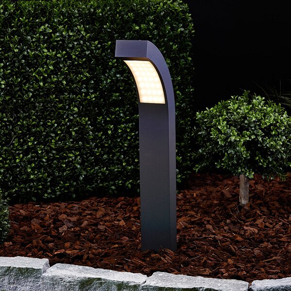 Lucande LED φωτιστικό βάθρο Lennik, 60 cm, ανθρακί, μέταλλο, Μαύρο, Μέταλλο, σύγχρονο, Εξωτερικό κολωνάκι / μονοπάτι