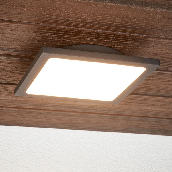 Lucande LED εξωτερική λάμπα οροφής Mabella, 23 cm, αισθητήρας, IP65, Μαύρο, Αλουμίνιο, σύγχρονο