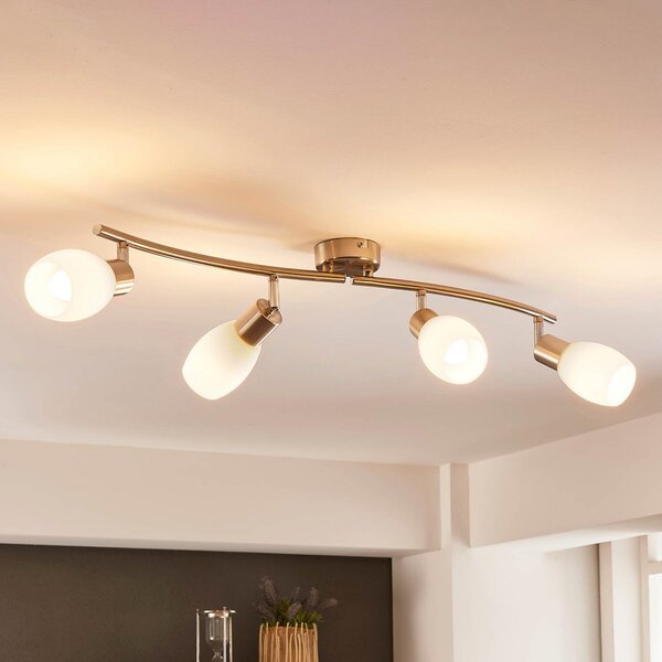 Lindby Προβολέας Arda, 70 cm, 4-φωτο, νικέλιο, γυαλί, E14, ρυθμιζόμενος, Μεταλλικό, Σαλόνι / τραπεζαρία, Γυαλί, σύγχρονο