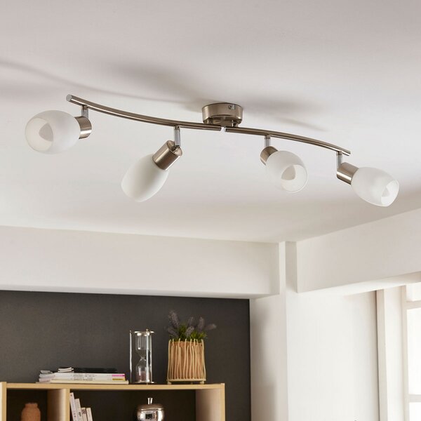 Lindby Προβολέας Arda, 70 cm, 4-φωτο, νικέλιο, γυαλί, E14, ρυθμιζόμενος, Μεταλλικό, Σαλόνι / τραπεζαρία, Γυαλί, σύγχρονο