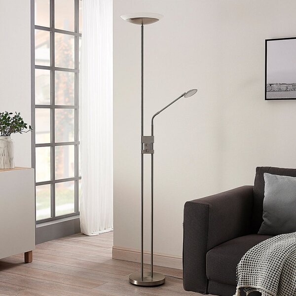 Lindby LED-Stehlamp Jonne, στρογγυλή, βραχίονας ανάγνωσης, ρυθμιζόμενη ένταση, ρυθμιζόμενος, Μεταλλικό, Σαλόνι / τραπεζαρία, Μέταλλο, σύγχρονο, Φως ανάγνωσης