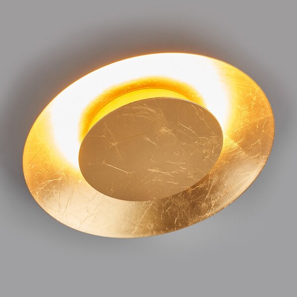 Lindby LED φωτιστικό οροφής Keti, Ø 35 cm, χρυσό, στρογγυλό, μέταλλο, Χρυσό / Ορείχαλκου, Διάδρομος, Μέταλλο, σύγχρονο, Στρογγυλό τοίχο