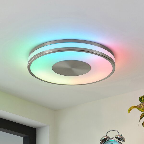 Lindby Φωτιστικό οροφής Fjella LED RGB-CCT με αλλαγή χρώματος, ρυθμιζόμενος, Μεταλλικό, Σαλόνι / τραπεζαρία, Μέταλλο, σύγχρονο