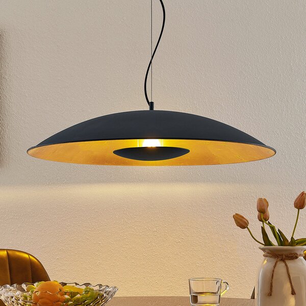 Lindby κρεμαστό φωτιστικό Narisara, Ø 80 cm, E27, μαύρο-χρυσό, ρυθμιζόμενος, Μαύρο, Σαλόνι / τραπεζαρία, Μέταλλο, σύγχρονο