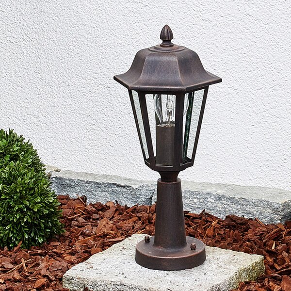 Lindby Lamina φωτιστικό πλίνθου, 39 cm, φανάρι, μέταλλο, E27, ρυθμιζόμενος, Καφέ / Σκουριάς, Αλουμίνιο, Αντίκα