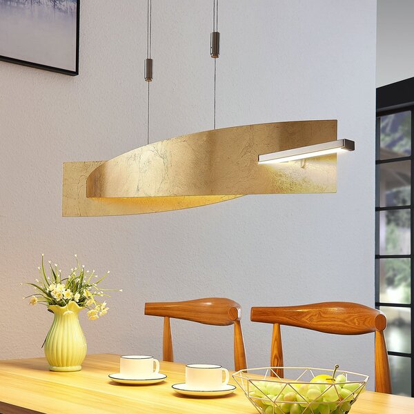 Lucande LED κρεμαστό φωτιστικό Marija, 101 cm, χρυσαφί, ρυθμιζόμενο, ρυθμιζόμενος, Χρυσό / Ορείχαλκου, Σαλόνι / τραπεζαρία, Μέταλλο, σύγχρονο