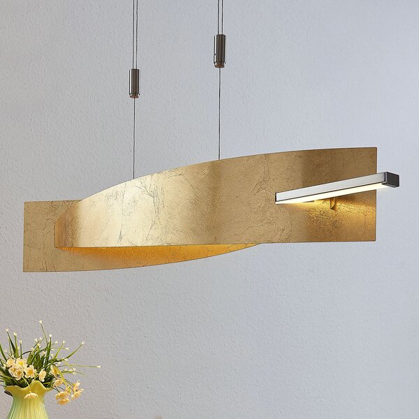 Lucande LED κρεμαστό φωτιστικό Marija, 101 cm, χρυσαφί, ρυθμιζόμενο, ρυθμιζόμενος, Χρυσό / Ορείχαλκου, Σαλόνι / τραπεζαρία, Μέταλλο, σύγχρονο
