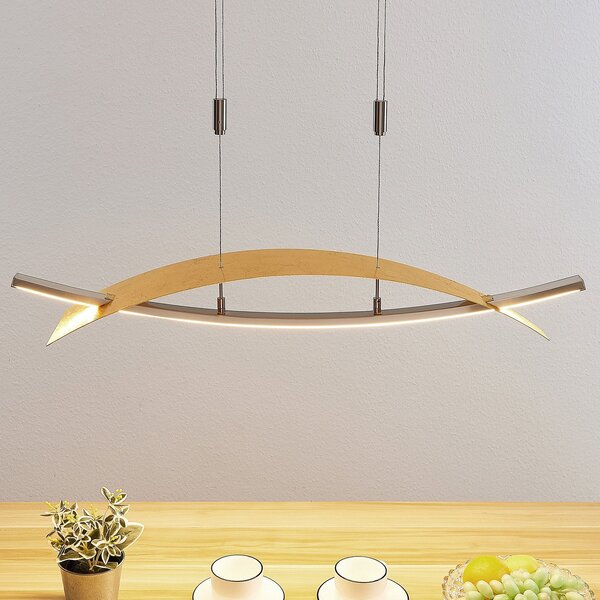 Lucande LED κρεμαστό φωτιστικό Marija, 91 cm, χρυσαφί, ρυθμιζόμενο, ρυθμιζόμενος, Χρυσό / Ορείχαλκου, Σαλόνι / τραπεζαρία, Μέταλλο, σύγχρονο