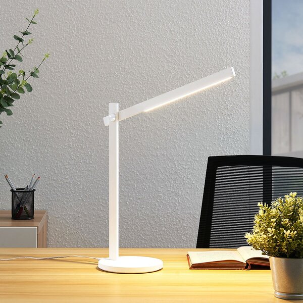 Lindby Φωτιστικό γραφείου LED Loretta, ύψος 43 cm, λευκό, CCT, ρυθμιζόμενος, Λευκό, Μελέτη / Γραφείο, Πλαστικό, σύγχρονο