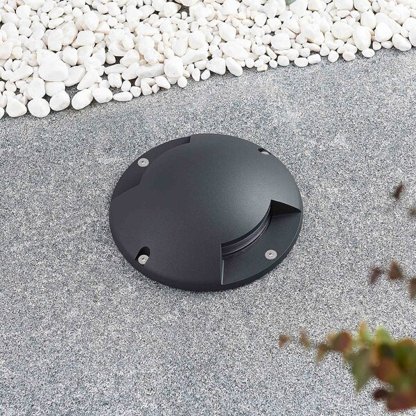 Lindby Επιδαπέδιος προβολέας LED Cormac, 2-φωτός, Ø 21 cm, IP67, Μαύρο, Αλουμίνιο, σύγχρονο