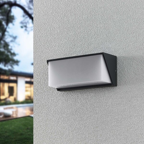 Lindby LED φωτιστικό τοίχου εξωτερικού χώρου Malim, 25 cm, ανθρακί, IP65, Μαύρο, Μέταλλο, σύγχρονο