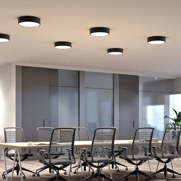 Arcchio Φωτιστικό οροφής LED Noabelle, Ø 40 cm, μαύρο, μέταλλο, ρυθμιζόμενος, Μαύρο, Κουζίνα, Μέταλλο, σύγχρονο