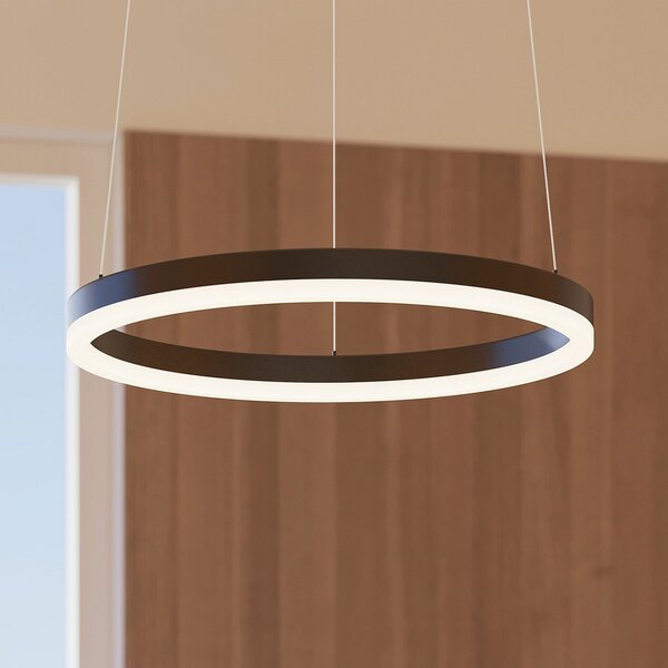 Arcchio Φωτιστικό οροφής LED Albiona, μαύρο, 1 δακτύλιος, Ø 40 cm, ρυθμιζόμενος, Μαύρο, Κουζίνα, Μέταλλο, σύγχρονο