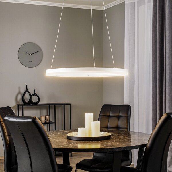 Arcchio Φωτιστικό οροφής LED Albiona, λευκό, 1 δακτύλιος, Ø 60 cm, ρυθμιζόμενος, Λευκό, Κουζίνα, Μέταλλο, σύγχρονο