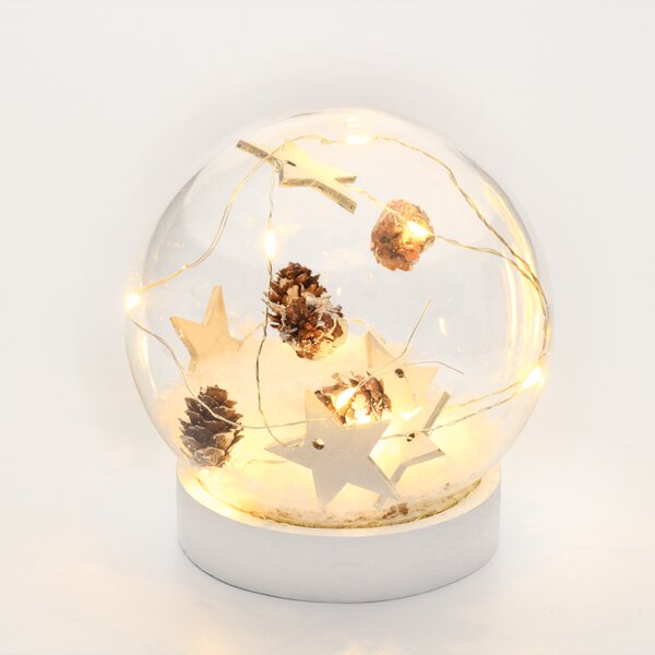 ^ "GLASS SNOW BALL STARS", 10 MINI WW LED ΛΑΜΠ. ΜΠΑΤ. (2XAAA) IP20 Φ12CM