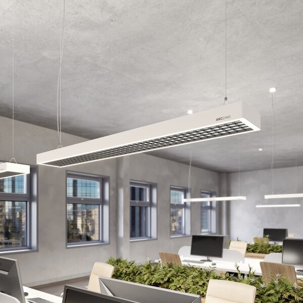 Arcchio Susi LED κρεμαστό φωτιστικό γραφείου, λευκό, 120 cm, 4.000K, DALI, ρυθμιζόμενος, Λευκό, Μελέτη / Γραφείο, Αλουμίνιο, σύγχρονο