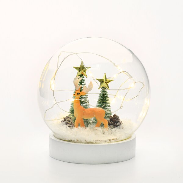 ^ "GLASS SNOW BALL DEER", 10 MINI WW LED ΛΑΜΠ. ΜΠΑΤ. (2XAAA) IP20 Φ12CM