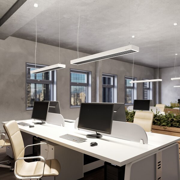 Arcchio Susi LED κρεμαστό φωτιστικό γραφείου, λευκό, 120 cm, 4.000K, DALI, ρυθμιζόμενος, Λευκό, Μελέτη / Γραφείο, Αλουμίνιο, σύγχρονο