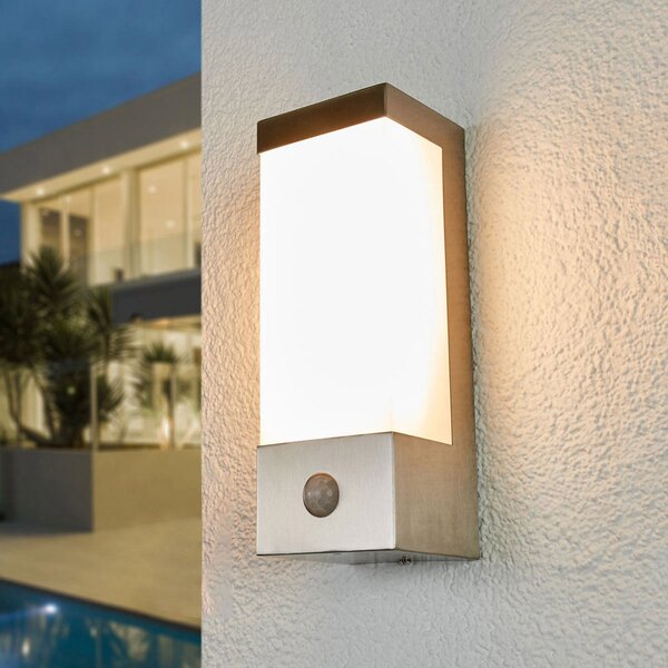 Lindby LED φωτιστικό εξωτερικού χώρου Severina, 25 cm, αισθητήρας, ατσάλι, Μεταλλικό, Μέταλλο, σύγχρονο